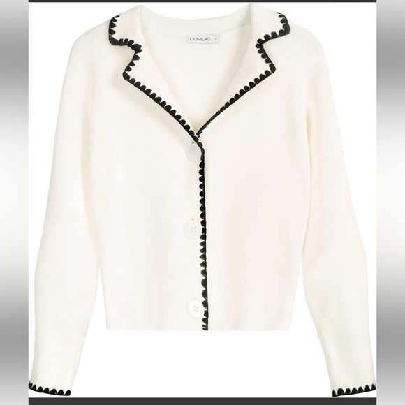 Liumilac lapel collar knit cardigan sweater - Picture 2 of 4